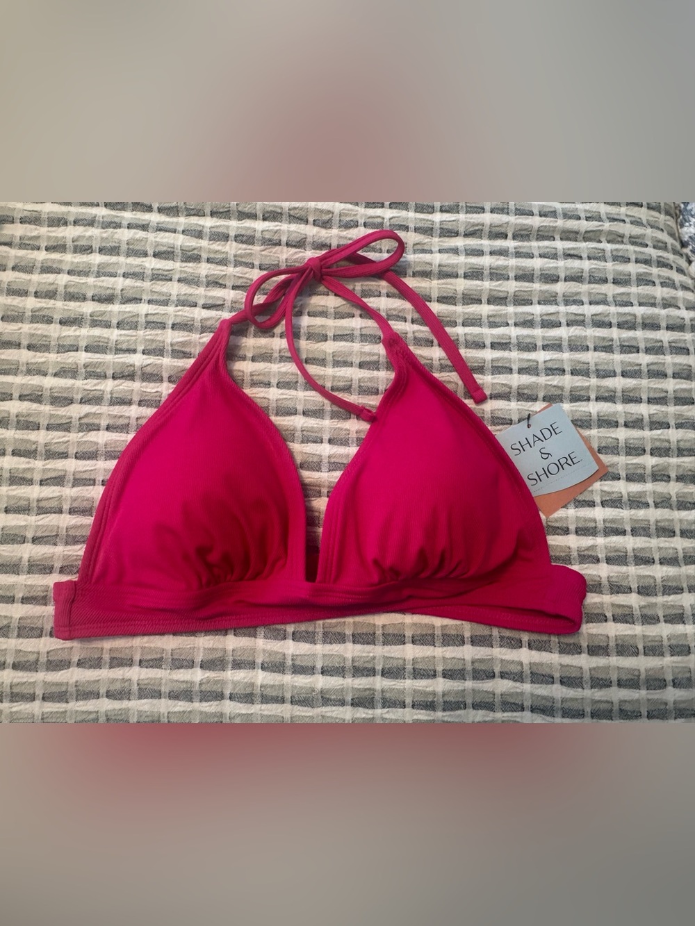 Shade & Shore Fuchsia Triangle Halter Bikini Top